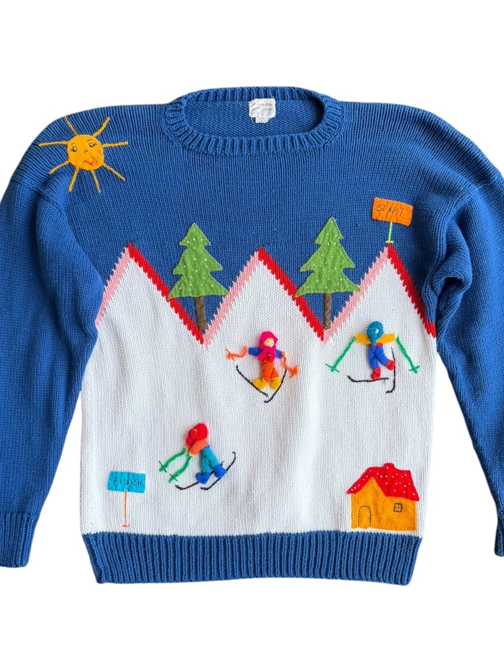 VTG ‘90s Ski Slope Novelty 3D Sweater Pullover 100% Cotton Size: L